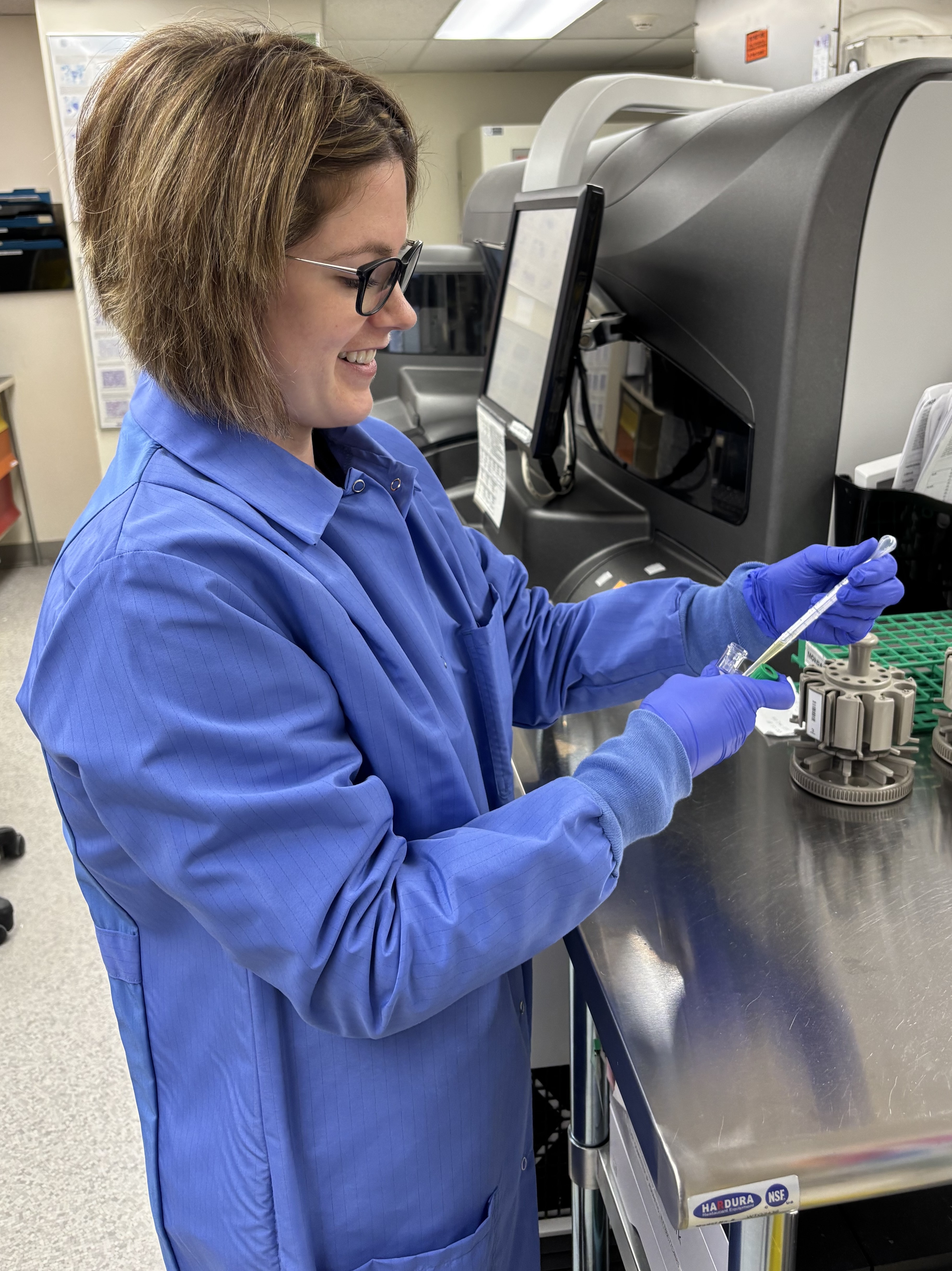 Medical Laboratory Technologist Danielle Alexander performing a quality assurance test Medical Laboratory Technologist Danielle Alexander performing a quality assurance test